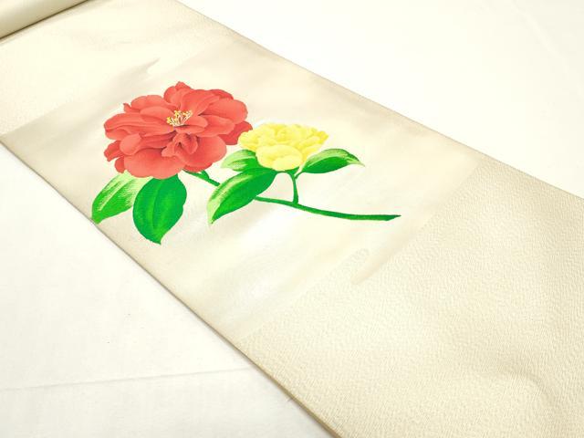 平和屋着物▼西陣　名古屋帯　帯反物　唐織　枝花文　金糸　証紙付き　逸品　未使用　DABE6835zy