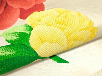 平和屋着物▼西陣　名古屋帯　帯反物　唐織　枝花文　金糸　証紙付き　逸品　未使用　DABE6835zy