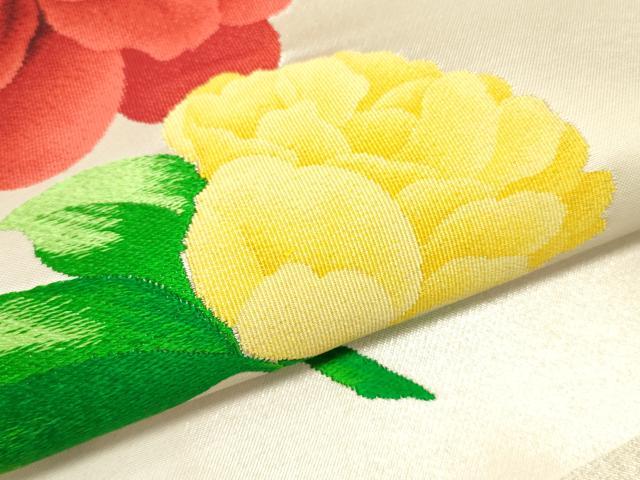 平和屋着物▼西陣　名古屋帯　帯反物　唐織　枝花文　金糸　証紙付き　逸品　未使用　DABE6835zy