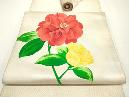 平和屋着物▼西陣　名古屋帯　帯反物　唐織　枝花文　金糸　証紙付き　逸品　未使用　DABE6835zy