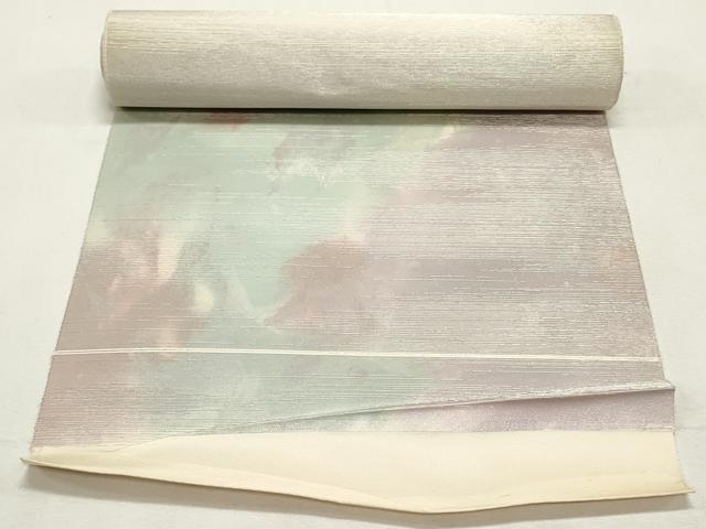平和屋着物▼名古屋帯　帯反物　霞文　銀糸　逸品　未使用　DABE6839zy