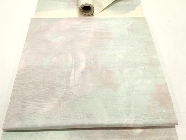 平和屋着物▼名古屋帯　帯反物　霞文　銀糸　逸品　未使用　DABE6839zy