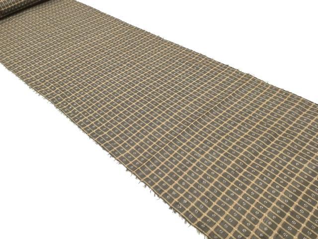 平和屋着物▼羽織・コート　解き反物　羽尺　紬　格子　逸品　DABE6881zy