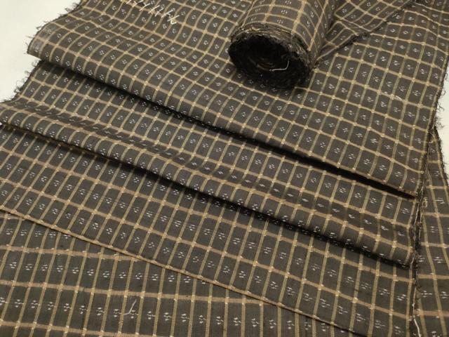 平和屋着物▼羽織・コート　解き反物　羽尺　紬　格子　逸品　DABE6881zy