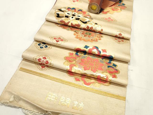 平和屋着物▼名古屋帯　帯反物　舞花文　金糸　逸品　未使用　DABE6906zy