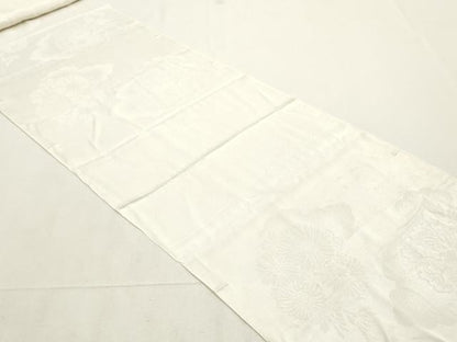 平和屋着物▼長襦袢　解き反物　着尺　草花地紋　生成り色　逸品　DABE6934zy