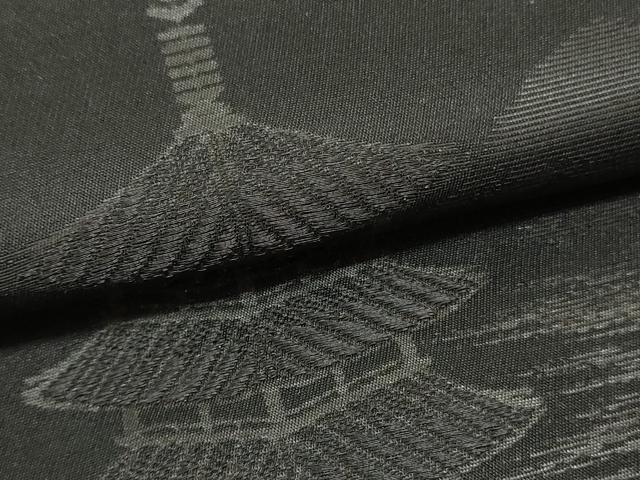 平和屋着物▼西陣　名古屋帯　黒反物　帯反物　風景地紋　証紙付き　逸品　未使用　DABE6944zy