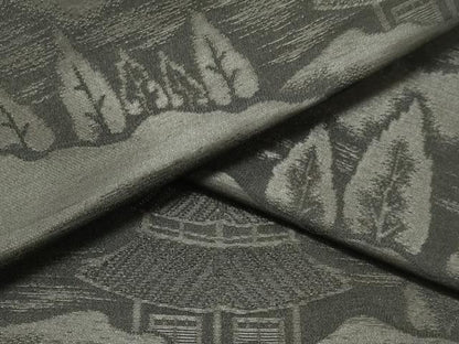 平和屋着物▼西陣　名古屋帯　黒反物　帯反物　風景地紋　証紙付き　逸品　未使用　DABE6944zy