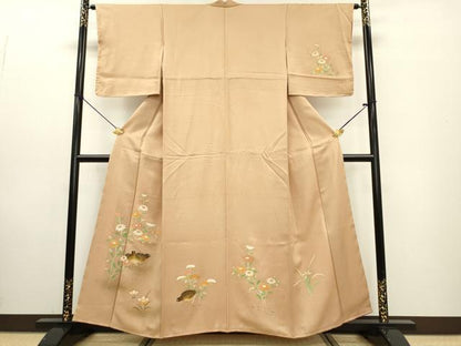 平和屋着物■訪問着 刺繍 群鳥花文 暈し染め 金彩 正絹 逸品 DABE6964zy