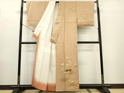 平和屋着物■訪問着 刺繍 群鳥花文 暈し染め 金彩 正絹 逸品 DABE6964zy