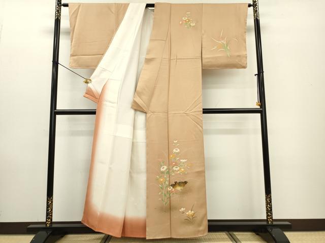 平和屋着物■訪問着 刺繍 群鳥花文 暈し染め 金彩 正絹 逸品 DABE6964zy