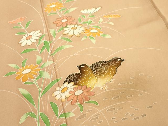 平和屋着物■訪問着 刺繍 群鳥花文 暈し染め 金彩 正絹 逸品 DABE6964zy