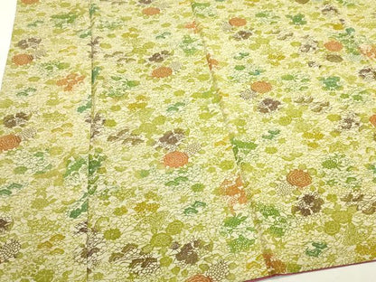 平和屋着物■上質な小紋 紬地 型染め 草花文 正絹 逸品 DABE6969zy