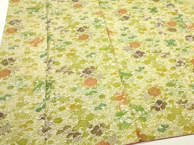 平和屋着物■上質な小紋 紬地 型染め 草花文 正絹 逸品 DABE6969zy