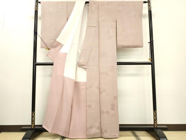 平和屋着物■上質な色無地 舞菊地紋 洗柿色 正絹 逸品 DABE6976zy