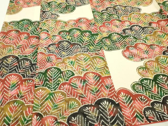 平和屋着物■上質な小紋 型染め 松葉文 鬼しぼ縮緬 正絹 逸品 DABE6978zy