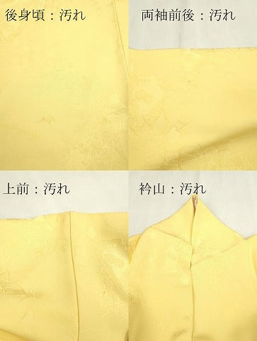 平和屋着物■上質な色無地 陶器地紋 花葉色 正絹 逸品 DABE6981zy