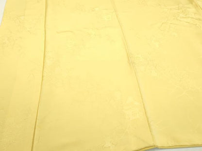 平和屋着物■上質な色無地 陶器地紋 花葉色 正絹 逸品 DABE6981zy