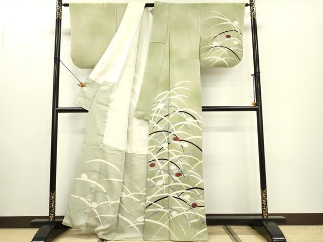 平和屋着物■訪問着 草花文 暈し染め 銀彩 鬼しぼ縮緬 正絹 逸品 DABE6984zy