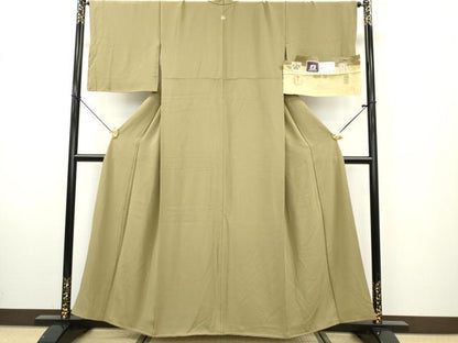 平和屋着物■上質な色無地 赤塚次男 本場奄美大島泥染 橘立織 朽葉色 正絹 逸品 DABE6992zy