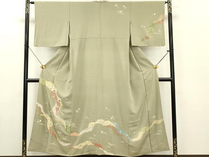 平和屋着物■訪問着 刺繍 草花文 金彩 正絹 逸品 DABE6994zy