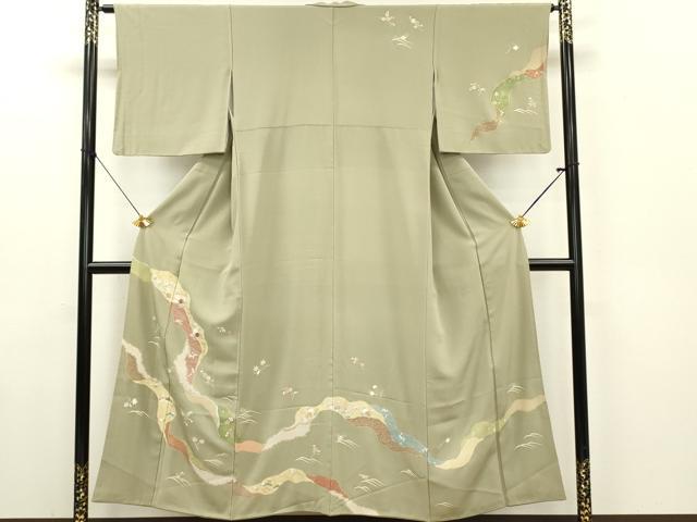 平和屋着物■訪問着 刺繍 草花文 金彩 正絹 逸品 DABE6994zy
