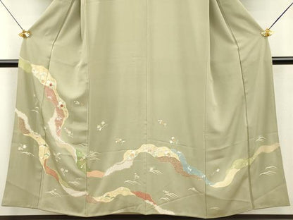 平和屋着物■訪問着 刺繍 草花文 金彩 正絹 逸品 DABE6994zy