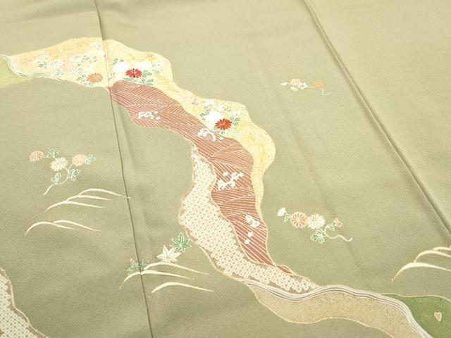 平和屋着物■訪問着 刺繍 草花文 金彩 正絹 逸品 DABE6994zy