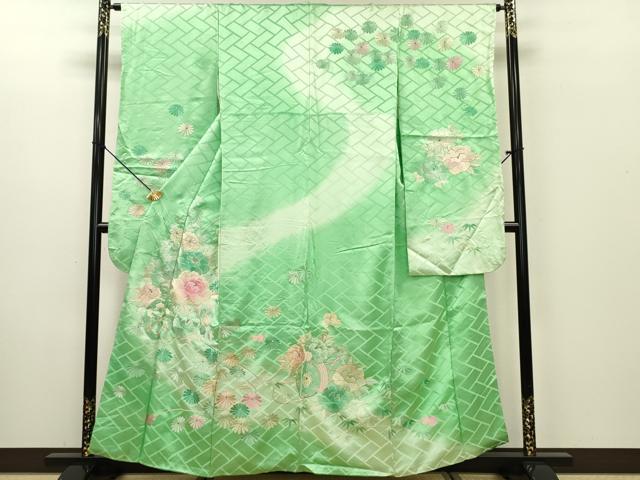 平和屋着物■豪華振袖 総刺繍 花車文 暈し染め 銀糸 正絹 逸品 DABE6996zy