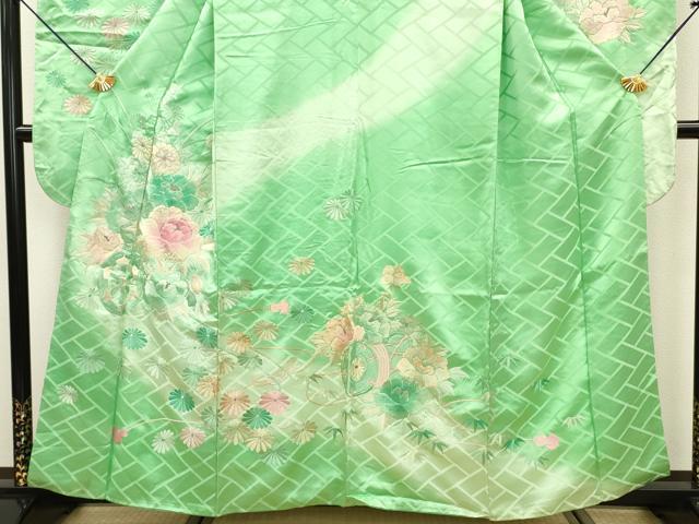平和屋着物■豪華振袖 総刺繍 花車文 暈し染め 銀糸 正絹 逸品 DABE6996zy
