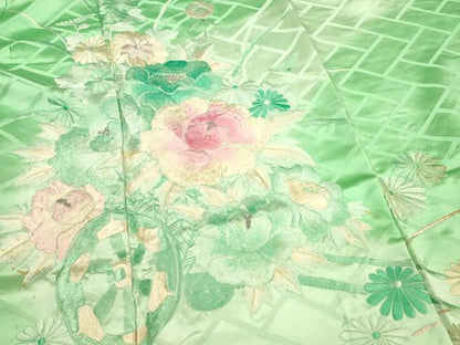 平和屋着物■豪華振袖 総刺繍 花車文 暈し染め 銀糸 正絹 逸品 DABE6996zy