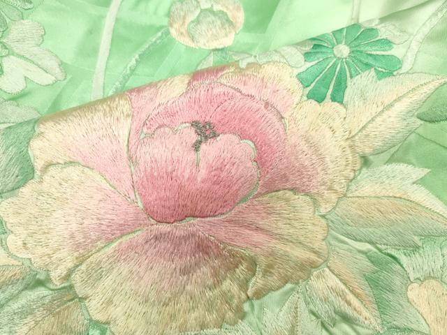 平和屋着物■豪華振袖 総刺繍 花車文 暈し染め 銀糸 正絹 逸品 DABE6996zy