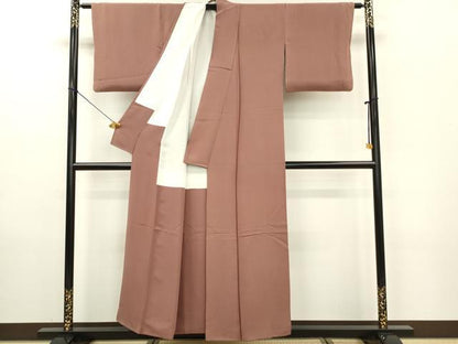 平和屋着物■上質な色無地 梅染色 正絹 逸品 DABE6998zy