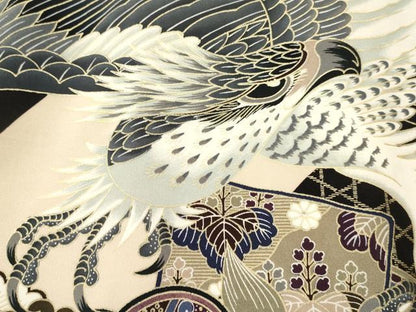 平和屋着物[]お宮参り　男の子　祝着　産着　初着　のしめ　鷹　鷲　打ち出の小槌　色紙重ね松文　金彩　逸品　DABE7001ma