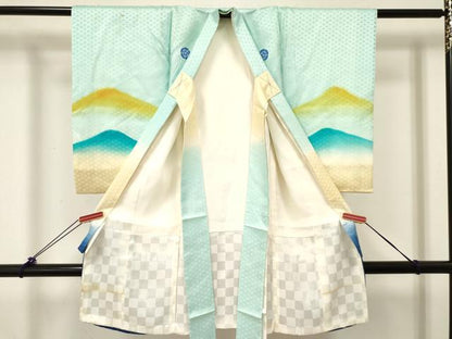 平和屋着物[]お宮参り　男の子　祝着　産着　初着　のしめ　刺繍　鷹　鷲　松文　暈し染め　金彩　逸品　DABE7002ma