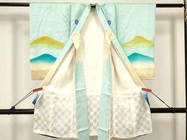 平和屋着物[]お宮参り 男の子 祝着 産着 初着 のしめ 刺繍 鷹 鷲 松文 暈し染め 金彩 逸品 DABE7002ma