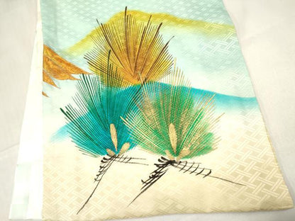 平和屋着物[]お宮参り 男の子 祝着 産着 初着 のしめ 刺繍 鷹 鷲 松文 暈し染め 金彩 逸品 DABE7002ma