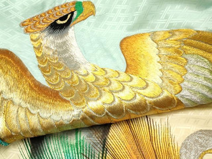 平和屋着物[]お宮参り 男の子 祝着 産着 初着 のしめ 刺繍 鷹 鷲 松文 暈し染め 金彩 逸品 DABE7002ma