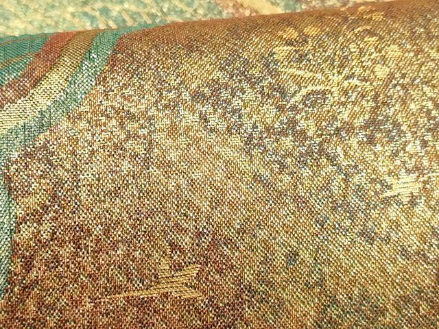 平和屋着物[]女の子　子供　佐賀錦　全通柄袋帯　立波花鳥文　金糸　逸品　DABE7009ma