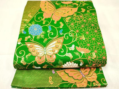 平和屋着物[]女の子 子供 全通柄袋帯 花蝶唐草文 金糸 逸品 DABE7013ma