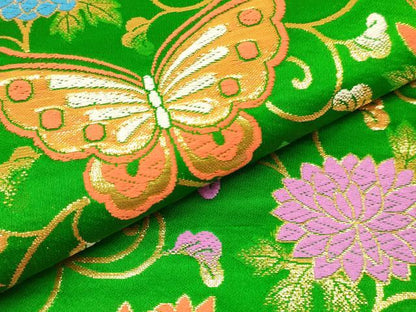 平和屋着物[]女の子　子供　全通柄袋帯　花蝶唐草文　金糸　逸品　DABE7013ma