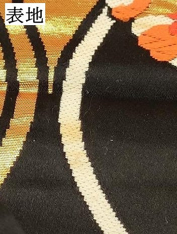 平和屋着物[]女の子　子供　佐賀錦　全通柄袋帯　立涌花文　黒地　金糸　逸品　DABE7015ma