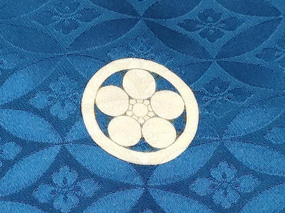 平和屋着物[]七五三　男の子　祝着(薄雲鼠色)・羽織(薄花色)・行灯袴セット　七宝花地紋　逸品　DABE7021ma