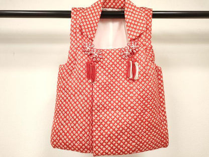 平和屋着物[]七五三　女の子　３歳　祝着　三つ身　長襦袢(袷・半衿刺繍)・被布セット　刺繍　絞り　花車文　金彩　逸品　DABE7023ma