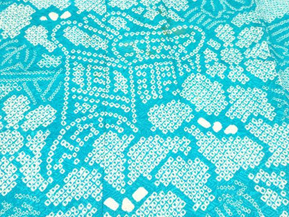 平和屋着物[]七五三　女の子　７歳　祝着　四つ身　長襦袢(無双仕立て・半衿刺繍)セット　総絞り　御所車花文　逸品　DABE7030ma