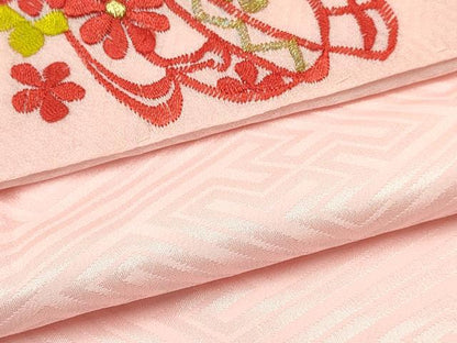 平和屋着物[]七五三　女の子　７歳　祝着　四つ身　長襦袢(無双仕立て・半衿刺繍)セット　総絞り　御所車花文　逸品　DABE7030ma