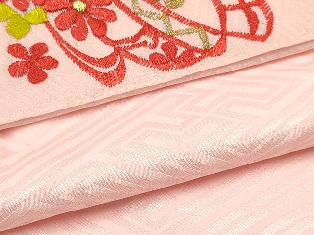 平和屋着物[]七五三　女の子　７歳　祝着　四つ身　長襦袢(無双仕立て・半衿刺繍)セット　総絞り　御所車花文　逸品　DABE7030ma