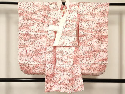 平和屋着物[]七五三　女の子　７歳　祝着　四つ身　長襦袢(袷・半衿刺繍)セット　花籠文　暈し染め　金糸　逸品　DABE7031ma