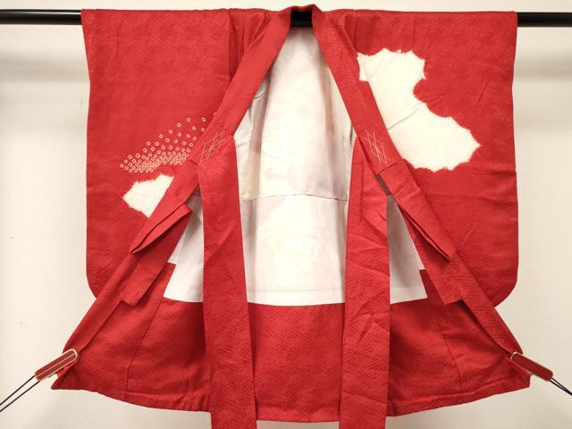 平和屋着物[]七五三　女の子　３歳　祝着　三つ身　駒刺繍　絞り　舞花文　逸品　DABE7037ma