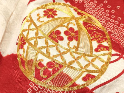 平和屋着物[]七五三　女の子　３歳　祝着　三つ身　駒刺繍　絞り　舞花文　逸品　DABE7037ma